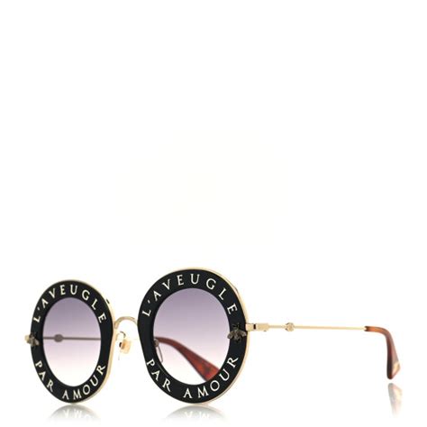 GUCCI Metal L'Aveugle Par Amour Round Frame Sunglasses .